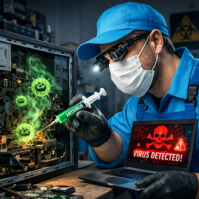 Лечение компьютера от вирусов в Первоуральске на дому